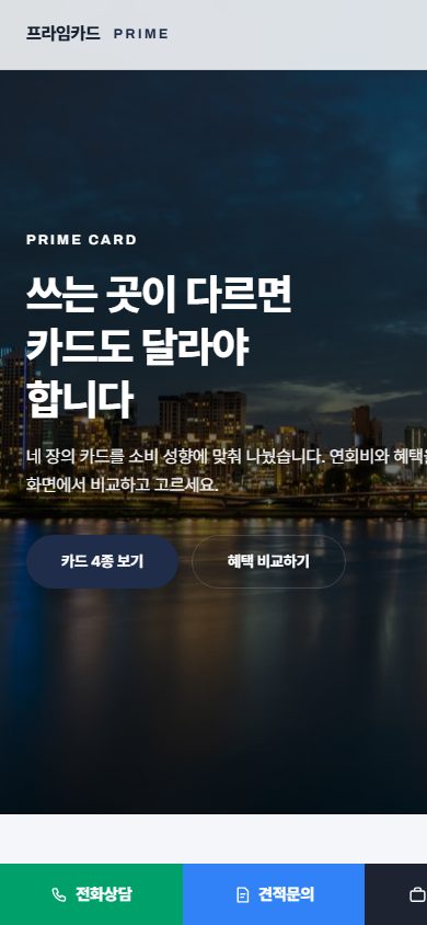 카드사 브랜드 모바일 화면