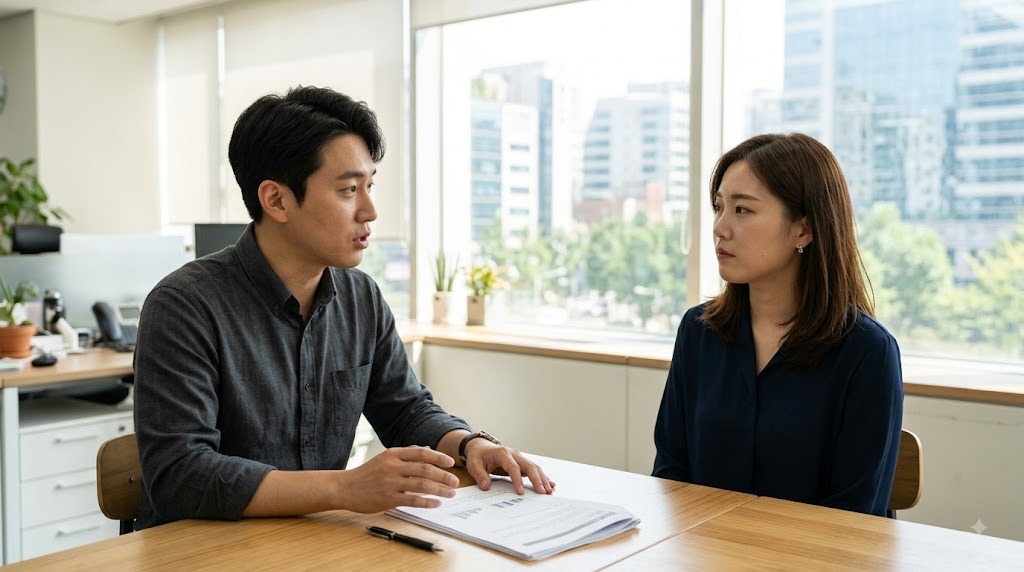 개방형 사무 공간에서 협업하는 임직원
