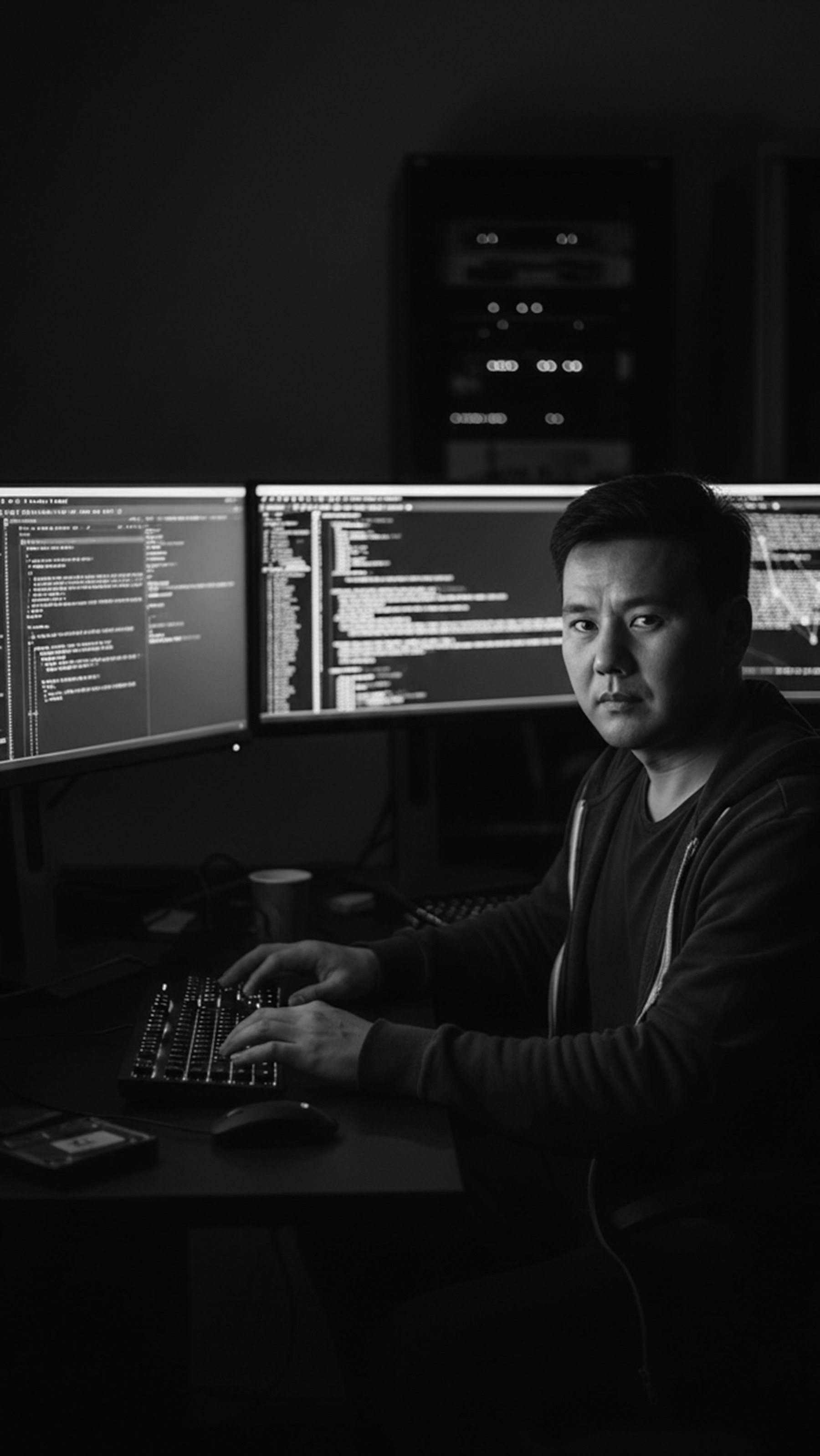 여러 대의 모니터를 앞에 두고 작업하는 관제실 근무자