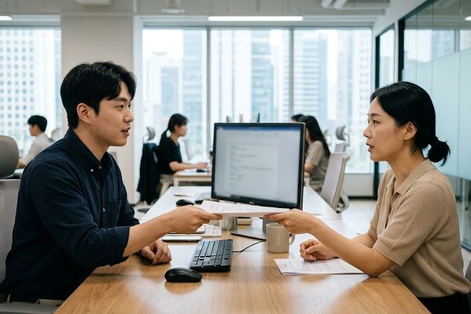 두 사람의 업무 협의