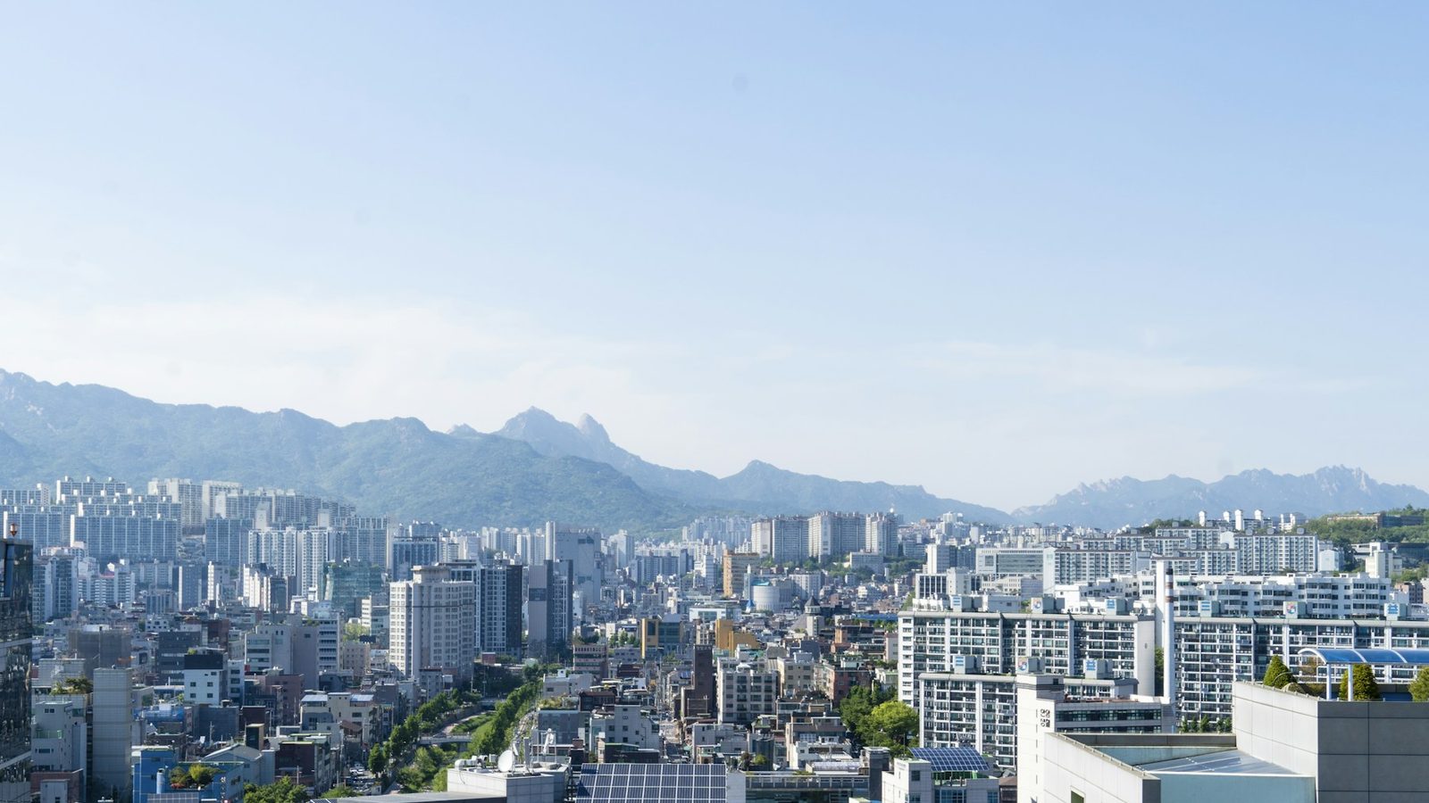 산자락 아래로 아파트와 빌딩이 넓게 펼쳐진 도시 원경